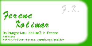 ferenc kolimar business card